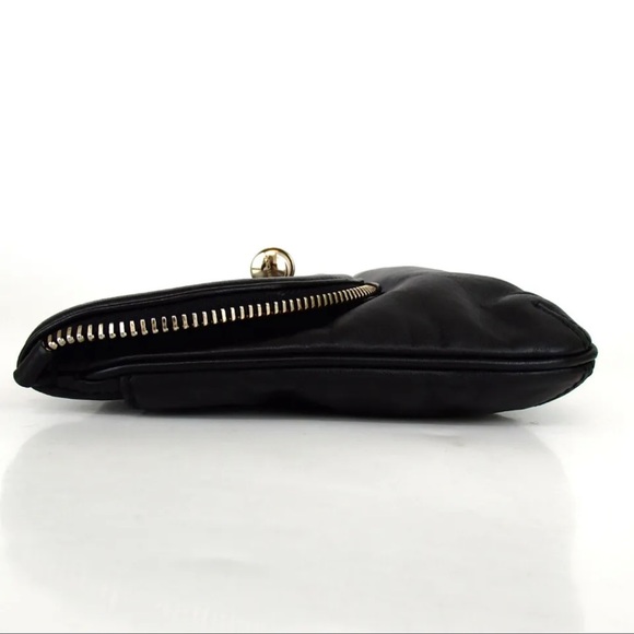 JIMMY CHOO EUC Authentic Leather Clutch Bag Slide Bar Closure - Picture 3 of 8